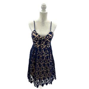 Dina Be Party Dress Floral Lace Overlay Size L